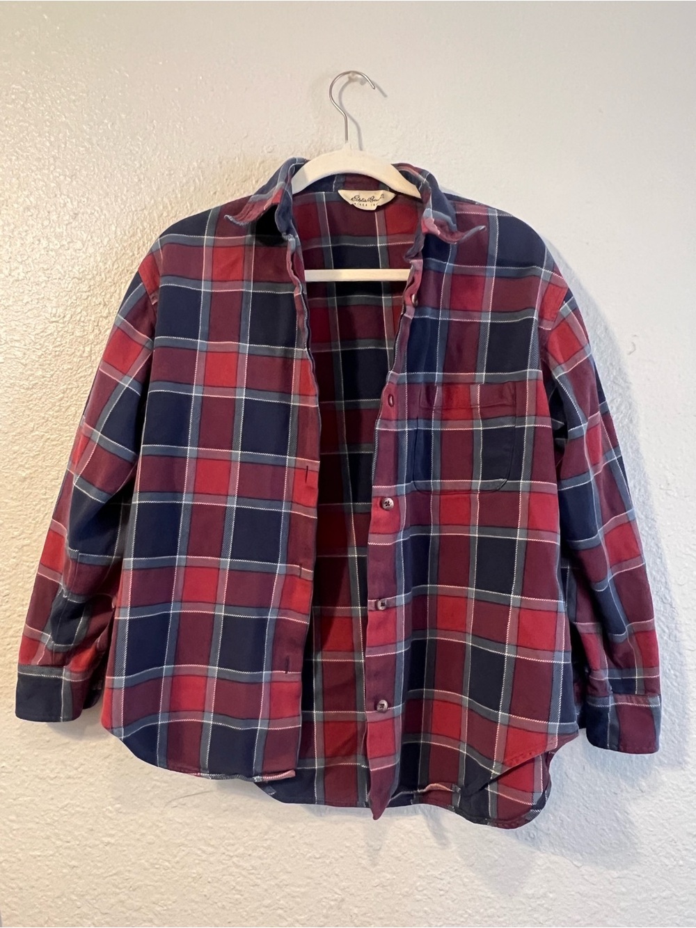 Classic Plaid Button-Up Shirt - Red & Navy
